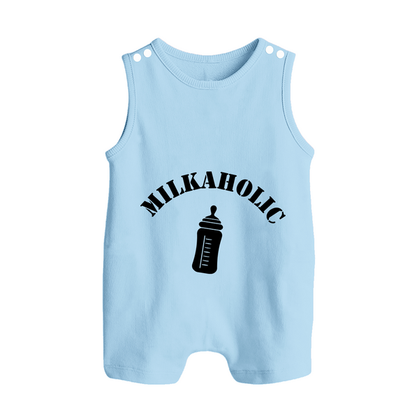 Milkaholic Romper Suit | Personalized Baby Romper Suit for Milk Lovers - BABY BLUE - 0 - 5 Months Old (Chest 18")