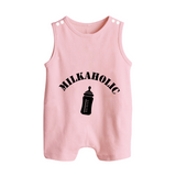 Milkaholic Romper Suit | Personalized Baby Romper Suit for Milk Lovers - BABY PINK - 0 - 5 Months Old (Chest 18")
