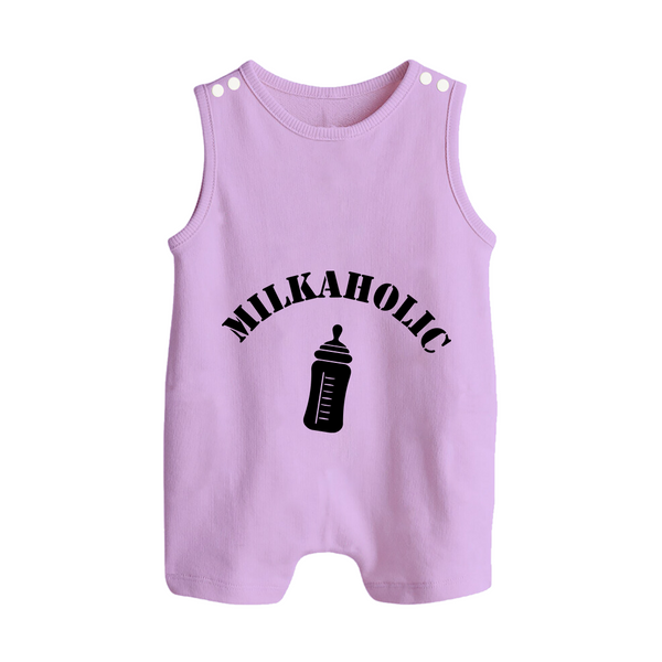 Milkaholic Romper Suit | Personalized Baby Romper Suit for Milk Lovers - LILAC - 0 - 5 Months Old (Chest 18")