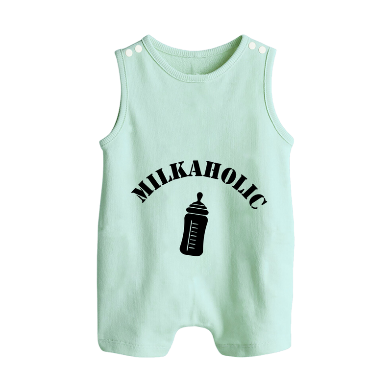 Milkaholic Romper Suit | Personalized Baby Romper Suit for Milk Lovers - MINT GREEN - 0 - 5 Months Old (Chest 18")