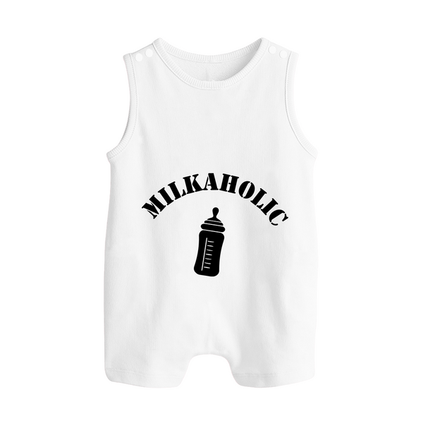 Milkaholic Romper Suit | Personalized Baby Romper Suit for Milk Lovers - WHITE - 0 - 5 Months Old (Chest 18")