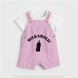 Milkaholic Dungaree | Personalized Baby Dungaree for Milk Lovers - BABY PINK - 0 - 5 Months Old (Chest 18")