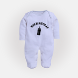 Milkaholic Sleep Suit | Personalized Baby Sleep Suit for Milk Lovers - BABY BLUE - New Born (Chest 7.5")