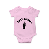 Milkaholic Romper | Personalized Baby Romper for Milk Lovers - BABY PINK - New Born (Chest 14")