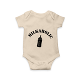 Milkaholic Romper | Personalized Baby Romper for Milk Lovers - IVORY - New Born (Chest 14")