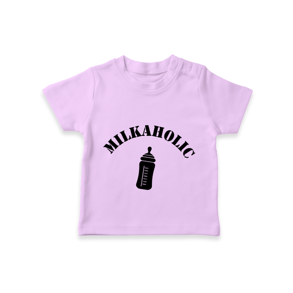 Milkaholic TShirt | Personalized Baby TShirt for Milk Lovers - LILAC - 0-5 Months Old (Chest 17")