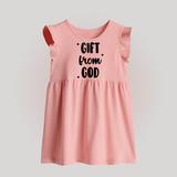 Gift From God Baby Frock | Custom BabyFrock for Your Little Miracle - BABY PINK - 0 - 3 Months Old (Chest 17")
