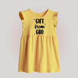 Gift From God Baby Frock | Custom BabyFrock for Your Little Miracle - PASTEL YELLOW - 0 - 3 Months Old (Chest 17")