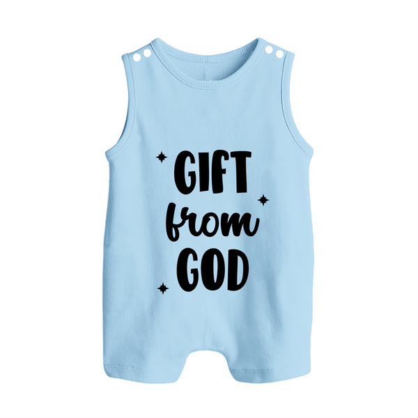 Gift From God Romper Suit | Custom Baby Romper Suit for Your Little Miracle - BABY BLUE - 0 - 5 Months Old (Chest 18")