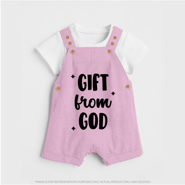 Gift From God Dungaree | Custom Baby Dungaree for Your Little Miracle - BABY PINK - 0 - 5 Months Old (Chest 18")