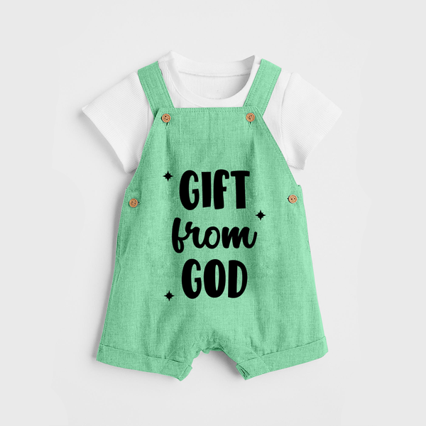 Gift From God Dungaree | Custom Baby Dungaree for Your Little Miracle - GREEN - 0 - 5 Months Old (Chest 18")
