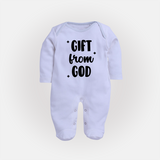 Gift From God Sleep Suit | Custom Baby Sleep Suit for Your Little Miracle - BABY BLUE - New Born (Chest 7.5")