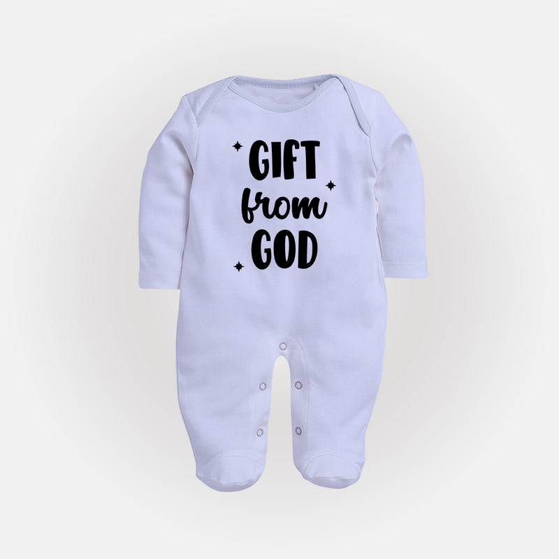 Gift From God Sleep Suit | Custom Baby Sleep Suit for Your Little Miracle - BABY BLUE - New Born (Chest 7.5")