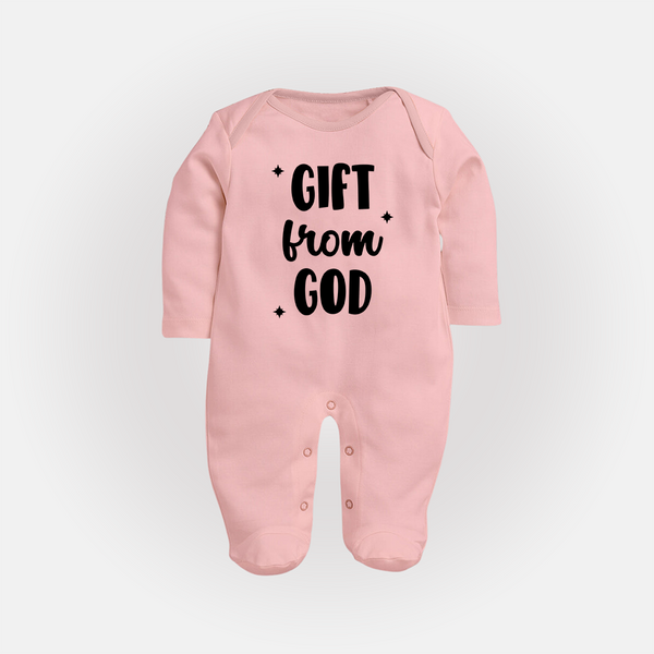 Gift From God Sleep Suit | Custom Baby Sleep Suit for Your Little Miracle - BABY PINK - New Born (Chest 7.5")