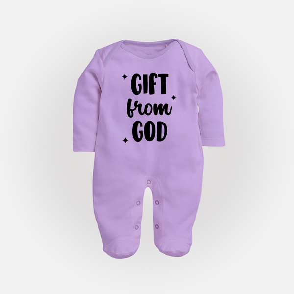 Gift From God Sleep Suit | Custom Baby Sleep Suit for Your Little Miracle - LILAC - New Born (Chest 7.5")