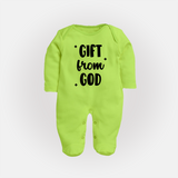 Gift From God Sleep Suit | Custom Baby Sleep Suit for Your Little Miracle - LIME GREEN - New Born (Chest 7.5")