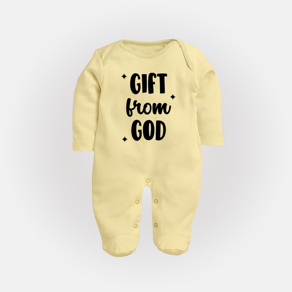 Gift From God Sleep Suit | Custom Baby Sleep Suit for Your Little Miracle - PASTEL YELLOW - New Born (Chest 7.5")