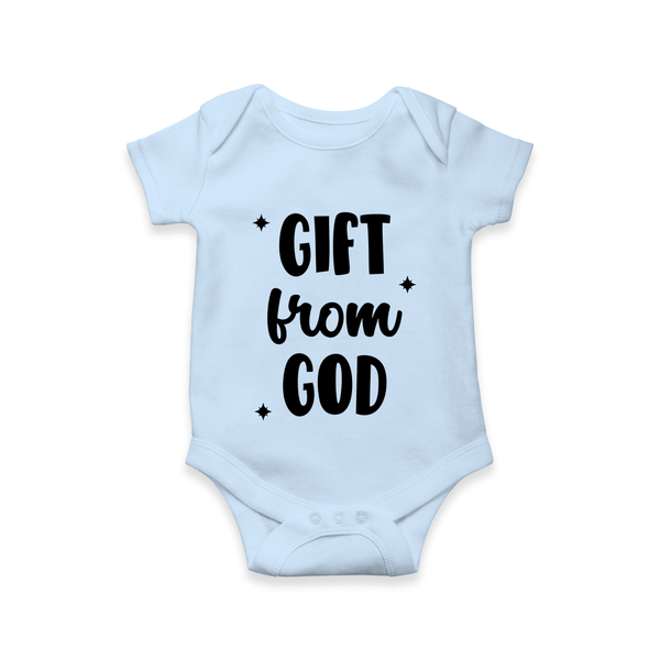 Gift From God Romper | Custom Baby Romper for Your Little Miracle - BABY BLUE - New Born (Chest 14")