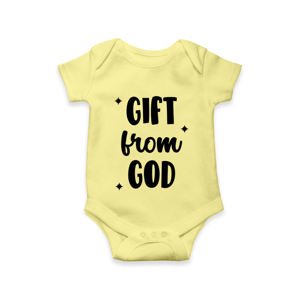 Gift From God Romper | Custom Baby Romper for Your Little Miracle - PASTEL YELLOW - New Born (Chest 14")