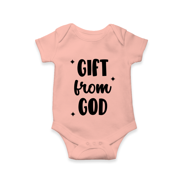 Gift From God Romper | Custom Baby Romper for Your Little Miracle - PEACH - New Born (Chest 14")