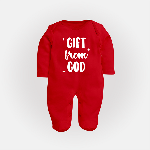 Gift From God Sleep Suit | Custom Baby Sleep Suit for Your Little Miracle - RED - New Born (Chest 7.5")