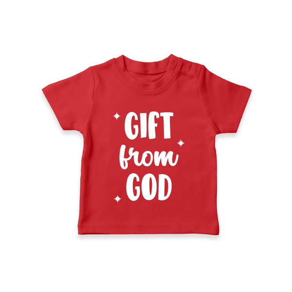 Gift From God TShirt | Custom Baby TShirt for Your Little Miracle - RED - 0-5 Months Old (Chest 17")