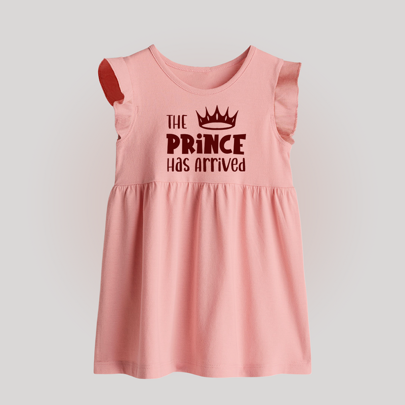 The Prince Has Arrived Baby Frock | Custom BabyFrock for Your Little Prince - BABY PINK - 0 - 3 Months Old (Chest 17")