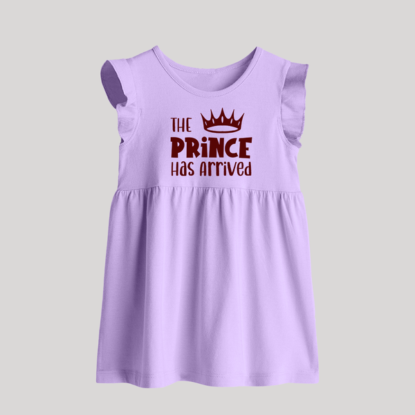 The Prince Has Arrived Baby Frock | Custom BabyFrock for Your Little Prince - LILAC - 0 - 3 Months Old (Chest 17")