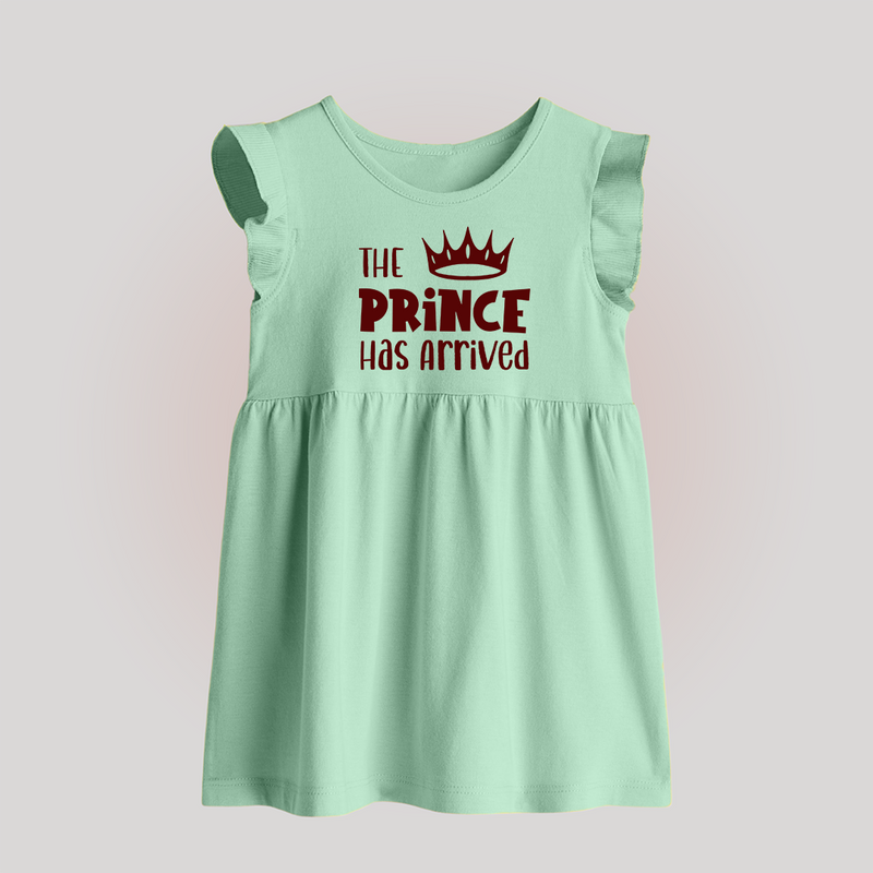 The Prince Has Arrived Baby Frock | Custom BabyFrock for Your Little Prince - MINT GREEN - 0 - 3 Months Old (Chest 17")