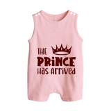 The Prince Has Arrived Romper Suit | Custom Baby Romper Suit for Your Little Prince - BABY PINK - 0 - 5 Months Old (Chest 18")