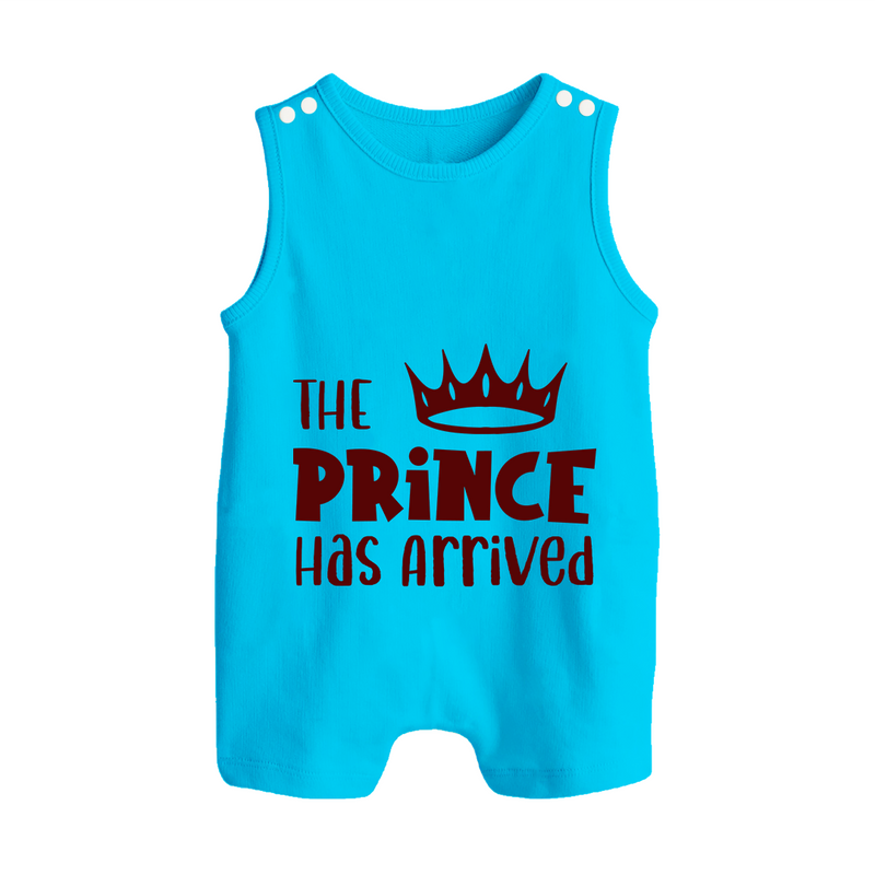 The Prince Has Arrived Romper Suit | Custom Baby Romper Suit for Your Little Prince - SKY BLUE - 0 - 5 Months Old (Chest 18")