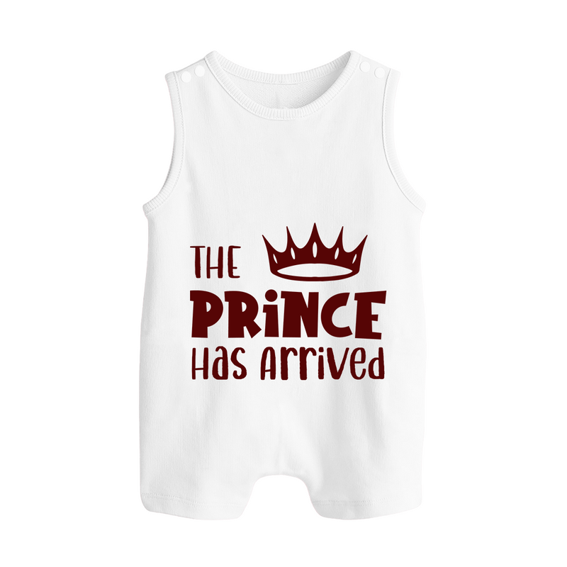 The Prince Has Arrived Romper Suit | Custom Baby Romper Suit for Your Little Prince - WHITE - 0 - 5 Months Old (Chest 18")