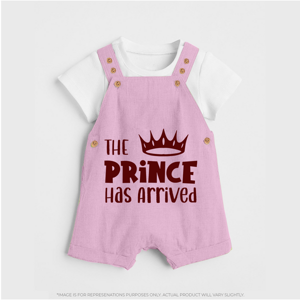 The Prince Has Arrived Dungaree | Custom Baby Dungaree for Your Little Prince - BABY PINK - 0 - 5 Months Old (Chest 18")