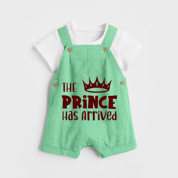 The Prince Has Arrived Dungaree | Custom Baby Dungaree for Your Little Prince - GREEN - 0 - 5 Months Old (Chest 18")