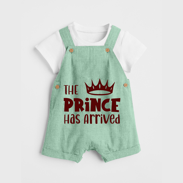 The Prince Has Arrived Dungaree | Custom Baby Dungaree for Your Little Prince - MINT GREEN - 0 - 5 Months Old (Chest 18")