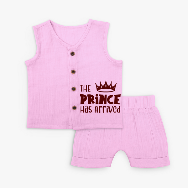 The Prince Has Arrived Jabla Set | Custom Baby Jabla Set for Your Little Prince - BABY PINK - 0 - 3 Months Old (Chest 9.8")
