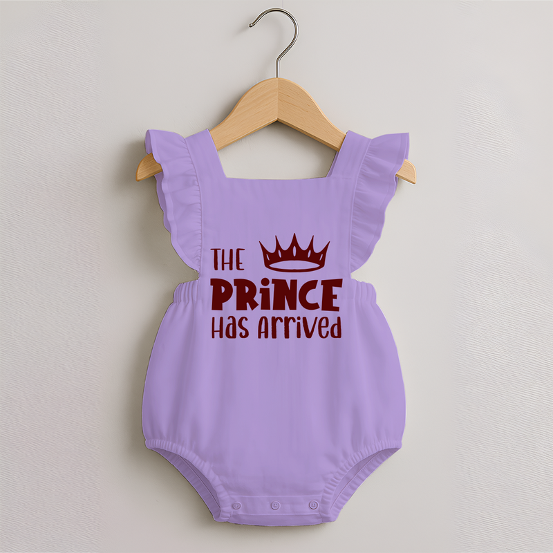 The Prince Has Arrived Romper Frock | Custom Baby Romper Frock for Your Little Prince - LILAC - 0 - 3 Months Old (Chest 19")