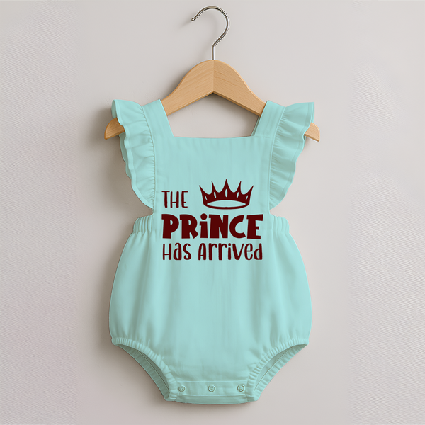 The Prince Has Arrived Romper Frock | Custom Baby Romper Frock for Your Little Prince - MINT GREEN - 0 - 3 Months Old (Chest 19")