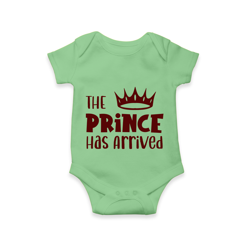 The Prince Has Arrived Romper | Custom Baby Romper for Your Little Prince - GREEN - New Born (Chest 14")