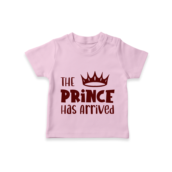 The Prince Has Arrived TShirt | Custom Baby TShirt for Your Little Prince - BABY PINK - 0-5 Months Old (Chest 17")
