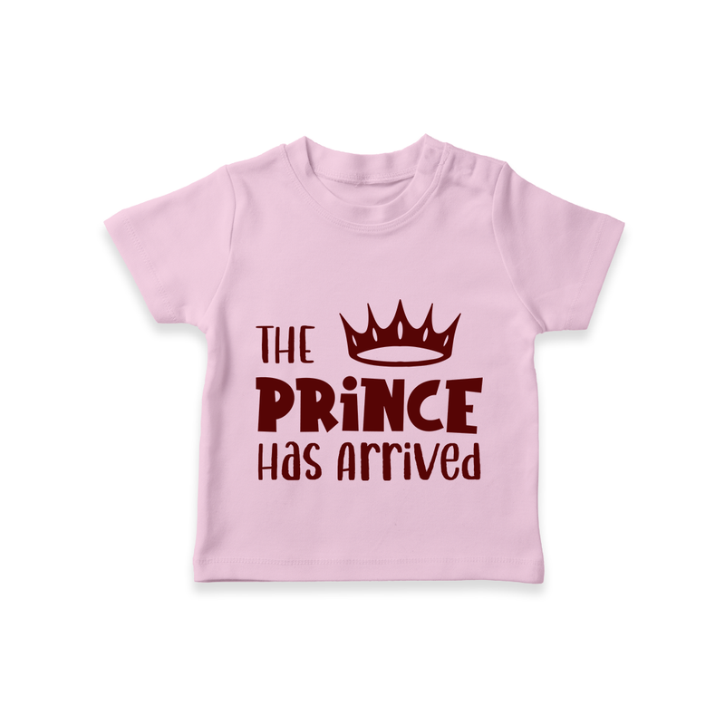 The Prince Has Arrived TShirt | Custom Baby TShirt for Your Little Prince - BABY PINK - 0-5 Months Old (Chest 17")