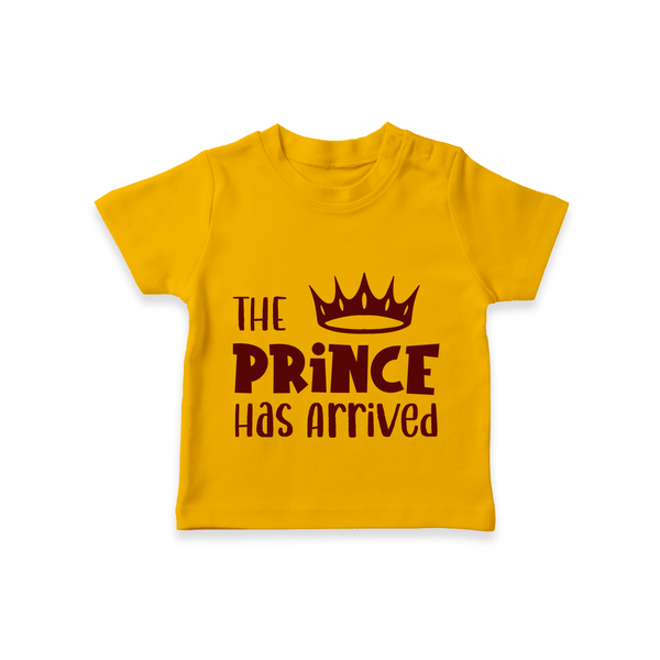 The Prince Has Arrived TShirt | Custom Baby TShirt for Your Little Prince - CHROME YELLOW - 0-5 Months Old (Chest 17")
