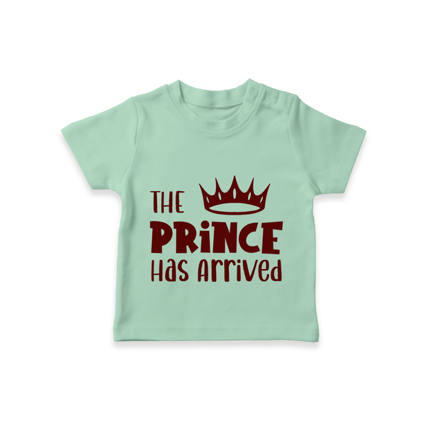 The Prince Has Arrived TShirt | Custom Baby TShirt for Your Little Prince - MINT GREEN - 0-5 Months Old (Chest 17")