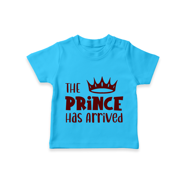 The Prince Has Arrived TShirt | Custom Baby TShirt for Your Little Prince - SKY BLUE - 0-5 Months Old (Chest 17")
