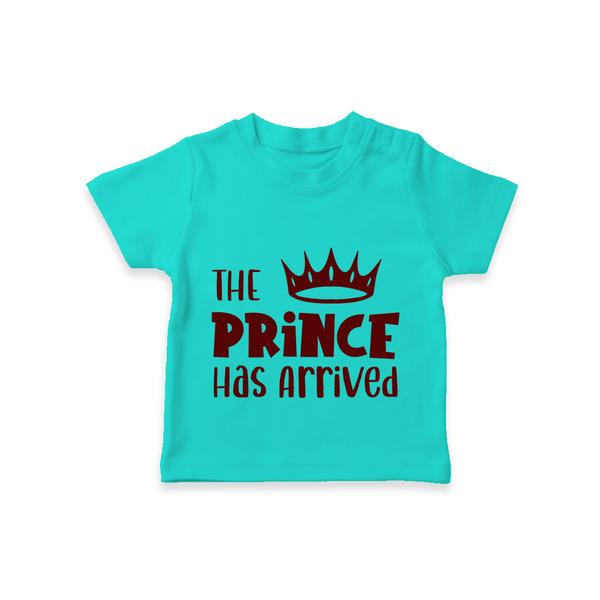 The Prince Has Arrived TShirt | Custom Baby TShirt for Your Little Prince - TEAL - 0-5 Months Old (Chest 17")