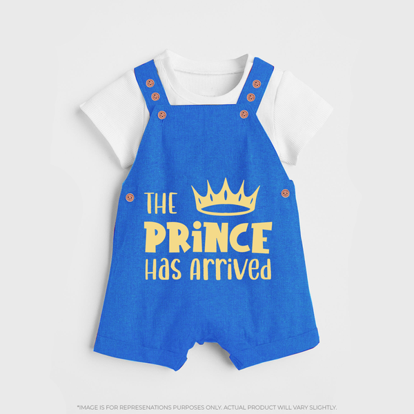 The Prince Has Arrived Dungaree | Custom Baby Dungaree for Your Little Prince - COBALT BLUE - 0 - 5 Months Old (Chest 18")