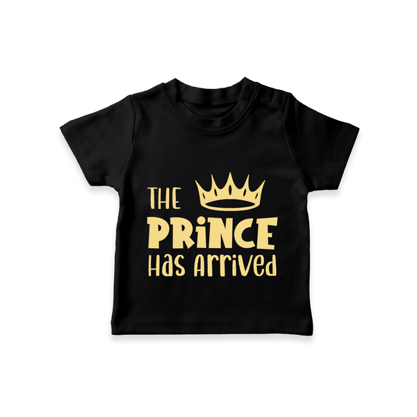 The Prince Has Arrived TShirt | Custom Baby TShirt for Your Little Prince - BLACK - 0-5 Months Old (Chest 17")