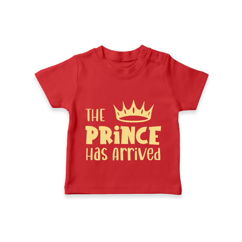 The Prince Has Arrived TShirt | Custom Baby TShirt for Your Little Prince - RED - 0-5 Months Old (Chest 17")