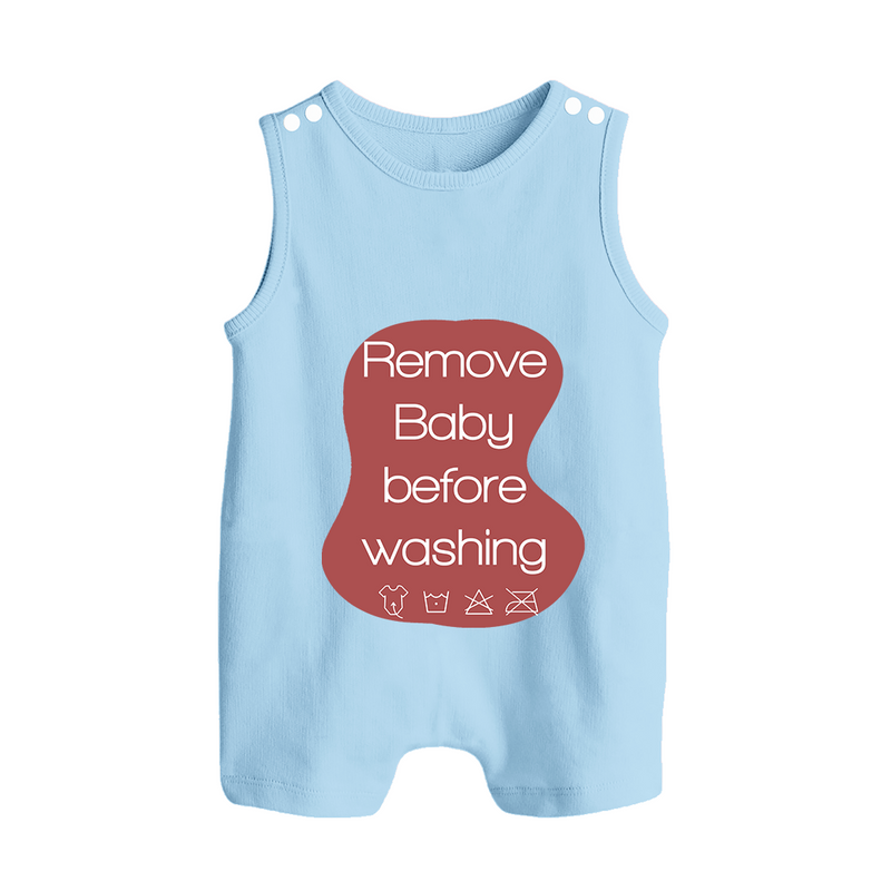 Remove Baby Before Washing Romper Suit | Funny Personalized Baby Romper Suit - BABY BLUE - 0 - 5 Months Old (Chest 18")
