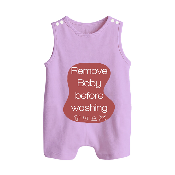 Remove Baby Before Washing Romper Suit | Funny Personalized Baby Romper Suit - LILAC - 0 - 5 Months Old (Chest 18")